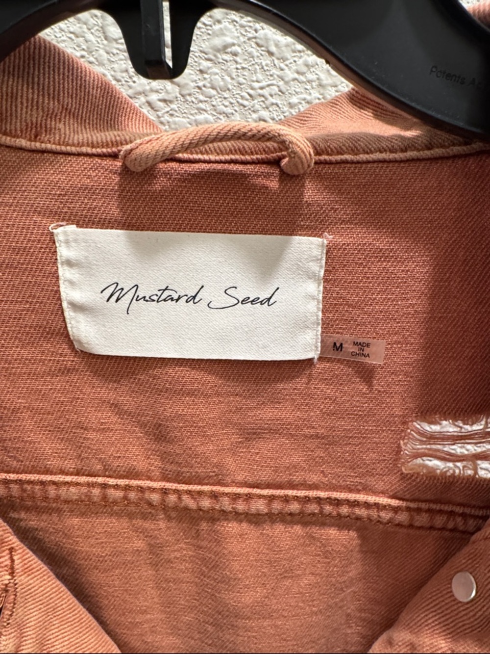 Mustard Seed Cropped Distressed Jean Jacket - Rusty Orange - Picture 2 of 3